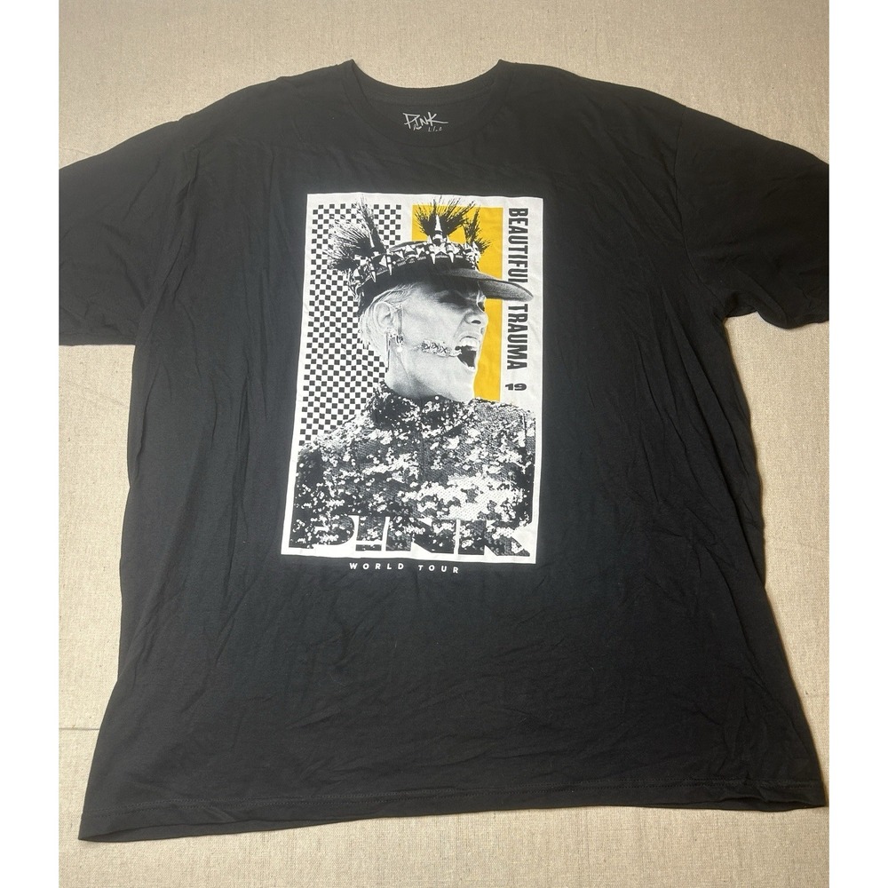P!NK Beautiful Trauma World Tour 2019 T-Shirt Unisex 3XL Black Good Concert Tee